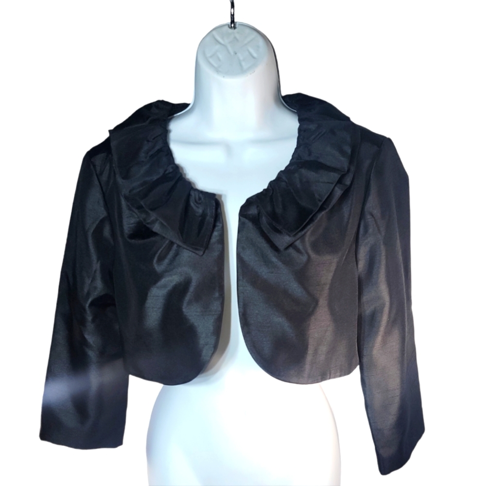 Vintage Ellen Tracy Ruffle Crop Bolero Evening Black-tie Size 10